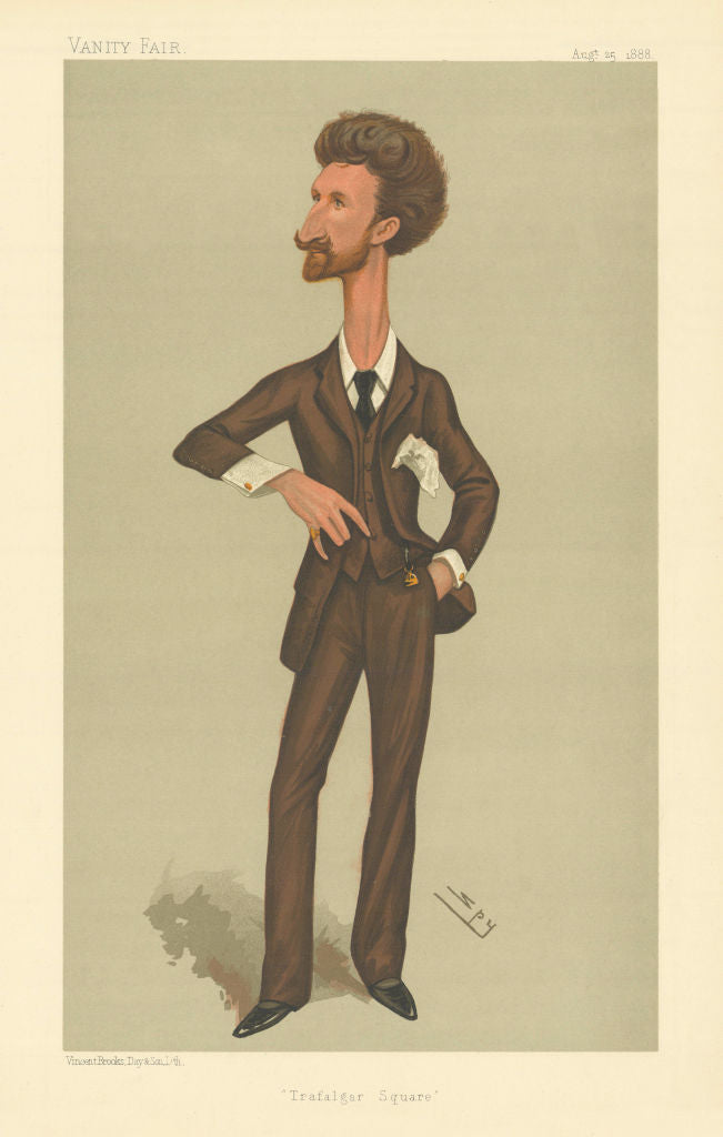 VANITY FAIR SPY CARTOON Robert Cunninghame-Graham 'Trafalgar Square' 1888
